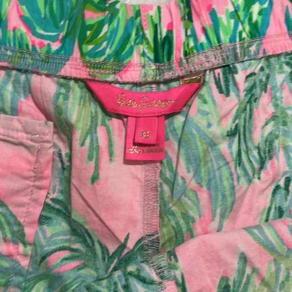 Lilly Pulitzer Suite Views Pink and Green Leaf Print Cotton Shorts - Picture 3 of 5